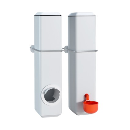 Giantz 4L Chicken Feeder and Water Dispenser Kit, Automatic PVC Poultry Waterer, Gravity Feed, Easy Clean, White