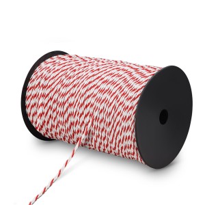 Giantz 500m Electric Fence Poly Rope - UV Stabilised, 6 Stainless Steel Strands, Red & White for Livestock Control
