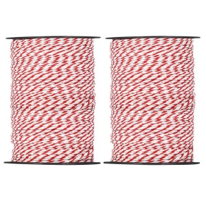 Giantz 1000M Electric Fence Poly Rope - 4mm Red & White, UV Stabilised, High Visibility, 6 Stainless Steel Strands