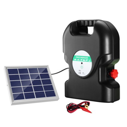 Giantz 20KM Solar Fence Energiser, 1.2J Output, Waterproof & Efficient Monocrystalline Panel, 20-29 Day Battery Life