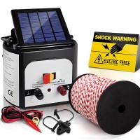 Giantz 8KM Solar Electric Fence Energiser with 500M UV-Stabilised Poly Rope, Waterproof, 15-20 Days Battery Life