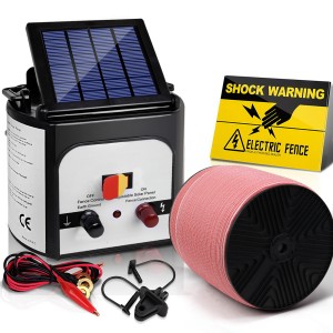 Giantz 8KM Solar Electric Fence Energiser with 2000M UV-Stabilised Polytape - Efficient, Waterproof, 20-Day Charge