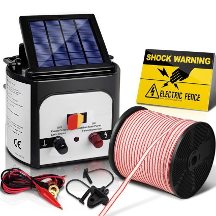 Giantz Solar Fence Energiser 8KM with 400M Polytape & Insulators - Efficient, Waterproof, and Safe Livestock Control