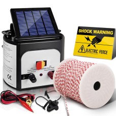 Giantz 8KM Solar Electric Fence Energiser with 500M Polywire, Insulators & Warning Signs - Waterproof & High Efficiency Giantz 8KM Solar Electric Fence Energiser with 500M Polywire, Insulators & Warning Signs - Waterproof & High Efficiency