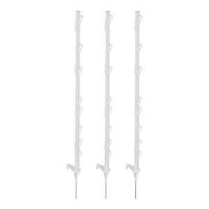 Giantz Electric Fence Posts 20pcs, 106.5CM, Durable UV-Stabilised PP, 8 Wire Positions, Galvanised Spike, White