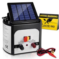 Giantz 8KM Solar Fence Energiser 0.3J Electric Charger, Waterproof, Monocrystalline Panel, 15-20 Days Charge