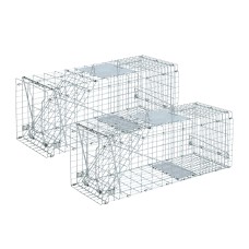 Giantz Humane Animal Trap Cage Set, Rust-Resistant Galvanised Iron, 66x23cm, Collapsible Design, 2-Pack