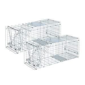 Giantz Humane Animal Trap Cage Set, Rust-Resistant Galvanised Iron, 66x23cm, Collapsible Design, 2-Pack