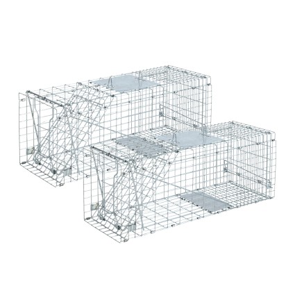 Giantz Humane Animal Trap Cage Set, Rust-Resistant Galvanised Iron, 66x23cm, Collapsible Design, 2-Pack