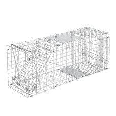 Giantz Gardeon 94x34cm Humane Animal Trap Cage, Galvanised Iron, Collapsible, Spring Door, Safe Pest Removal
