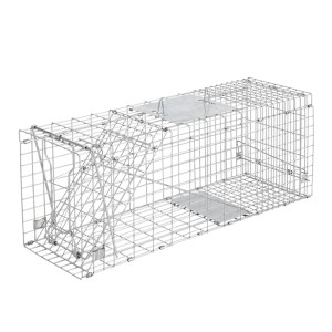Giantz Gardeon 94x34cm Humane Animal Trap Cage, Galvanised Iron, Collapsible, Spring Door, Safe Pest Removal