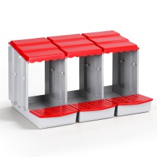 i.Pet 3 Hole Roll Away Nesting Box Red Plastic Hen Laying Box Wall Mountable 84x50x46cm 3 Hole Design