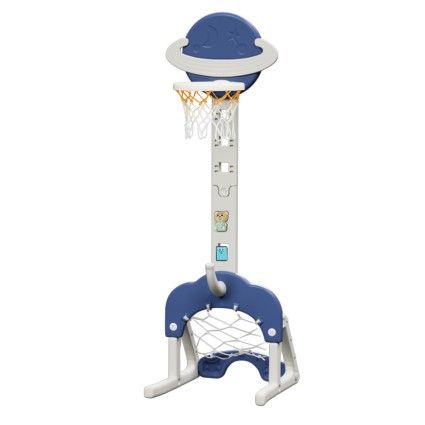 Keezi Kids Adjustable 6-in-1 Sports Centre - Basketball, Soccer, Golf & More, Non-Toxic PP, Ages 3-7, Blue