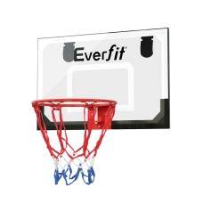 Everfit 23" Mini Basketball Hoop Backboard for Door Wall Mount, Shatterproof PET, Steel Rim, Kids, Black, Set with Ball