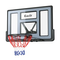 Everfit 45" Wall Mounted Basketball Hoop System, Shatterproof Backboard, Steel Ring, Weatherproof Net, 110x75cm