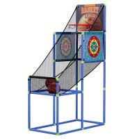 Basketball Arcade Game Electronic Scorer for Kids, Adjustable Height, 3 Games, Indoor Outdoor, Blue, 81x41.5x134cm