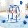 Keezi Kids Adjustable Basketball Hoop and Ring Toss Set Blue with 4 Balls Stable Base 77-105cm Total