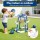 Keezi Kids Adjustable Basketball Hoop and Ring Toss Set Blue with 4 Balls Stable Base 77-105cm Total