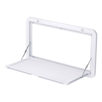 Weisshorn Caravan Table 800x450mm - Foldable, Lockable, White Aluminium with Steel Hinges, Water & Rust Resistant