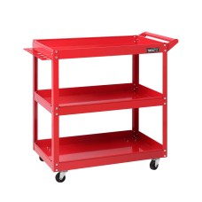 Giantz 3-Tier Tool Cart Trolley Red Steel 150kg Garage Workshop Storage Organiser with Lockable Castors 79cm