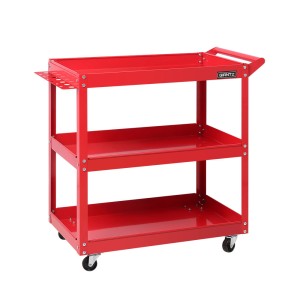 Giantz 3-Tier Tool Cart Trolley Red Steel 150kg Garage Workshop Storage Organiser with Lockable Castors 79cm