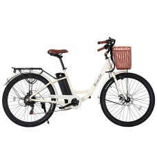 Everfit 26" Electric City Bike, 250W Brushless Motor, 7-Speed, 36V 13Ah Battery, Aluminium Frame, Basket, Blue/White Everfit 26" Electric City Bike, 250W Brushless Motor, 7-Speed, 36V 13Ah Battery, Aluminium Frame, Basket, Blue/White