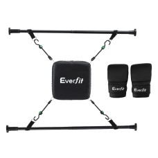 Everfit Adjustable Doorway Punching Bag Kit with Gloves, High-Rebound PU Surface, 72.5-102cm, Black - Apartment Friendly