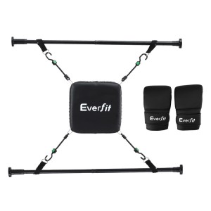 Everfit Adjustable Doorway Punching Bag Kit with Gloves, High-Rebound PU Surface, 72.5-102cm, Black - Apartment Friendly