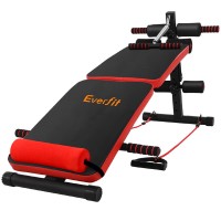 Everfit Foldable Sit-up Bench, Steel Frame, PU Leather, Compact Home Gym with Resistance Bands, Adjustable Angles
