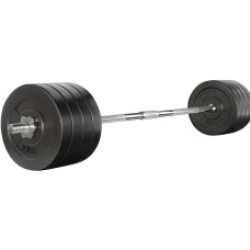 Everfit 88kg Barbell Set - Rubber-Covered Weight Plates, Chrome-Plated Steel Bar, 168cm, Home Gym Essential