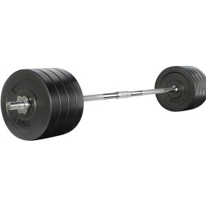 Everfit 88kg Barbell Set - Rubber-Covered Weight Plates, Chrome-Plated Steel Bar, 168cm, Home Gym Essential