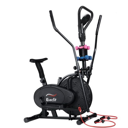 Everfit 6-in-1 Elliptical Cross Trainer and Exercise Bike with LCD Pulse Sensors Adjustable Seat and Resistance