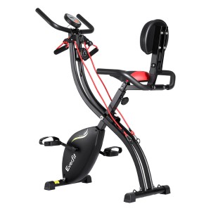 Everfit Folding Magnetic Exercise Bike, Steel X-Frame, 8 Resistance Levels, LCD, Resistance Rope, 100kg Capacity
