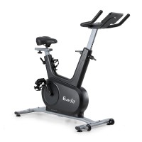 Everfit Electromagnetic Spin Bike: 24-Level Resistance, Bluetooth, Adjustable Seat & Handlebars, 120kg Capacity, Black