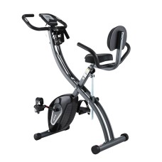 Everfit Folding Magnetic Exercise Bike with 12 Resistance Levels, LCD Monitor, Armrest, Backrest, and Pulling Ropes