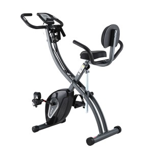 Everfit Folding Magnetic Exercise Bike with 12 Resistance Levels, LCD Monitor, Armrest, Backrest, and Pulling Ropes