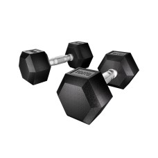 Everfit 20kg Hex Dumbbells Set, 2x10kg Rubber Coated Cast Iron Weights, Non-Slip Handles, Home Gym Workout