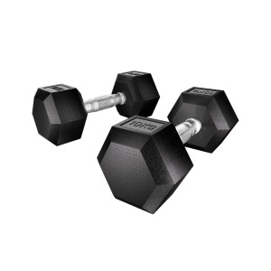 Everfit 20kg Hex Dumbbells Set, 2x10kg Rubber Coated Cast Iron Weights, Non-Slip Handles, Home Gym Workout