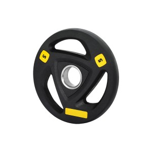 Everfit Olympic Weight Plate 5kg Cast Iron with Rubber Coating, 3-Grip, 51mm Hole for Barbells & Dumbbells, Black