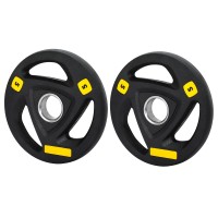 Everfit Weight Plates 5kg x 2 Cast Iron Olympic Size, Rubber Coated, Triple Grip, for Dumbbells Barbells Home Gym