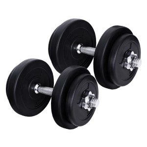 Everfit 20kg Adjustable Dumbbell Set with Non-Slip Handle, Plastic-Coated Weight Plates for Strength Training