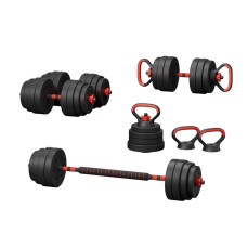 Everfit 40kg Adjustable 7-in-1 Cast Iron Dumbbells, Kettlebell, Barbell Weight Set for Home Gym Fitness Training