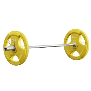 Everfit 46KG 120CM Barbell Set with 20KG Cast Iron Rubber-Coated Plates, Alloy Steel Bar, Non-Slip Grip, Yellow