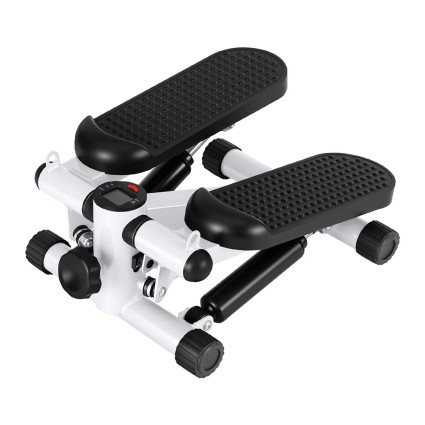 Everfit Mini Stepper with Resistance Ropes – Compact Home Workout, LCD, Steel & ABS, 100kg Capacity, White