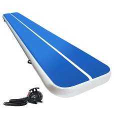 Everfit 5x1M Inflatable Air Track Mat 20CM Thick with Pump - Durable 1000-Denier, Anti-Slip Gymnastics Blue Mat