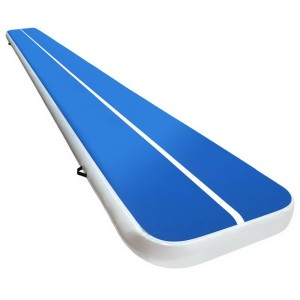 Everfit 6m x 1m Inflatable Air Track Mat - 20cm Thick, Anti-Slip, Blue & White, Portable Gymnastics & Workout Companion