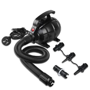 Everfit GoFun 500W Electric Air Pump for Inflatable Air Track Mat - Quick Inflate/Deflate, 3 Nozzles, 1-Year Warranty