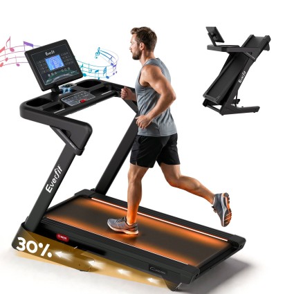 Everfit 500mm Wide Belt Foldable Treadmill 5.0HP Motor 1-24km/h 30% Auto Incline 130x50cm Deck RGB LED APP