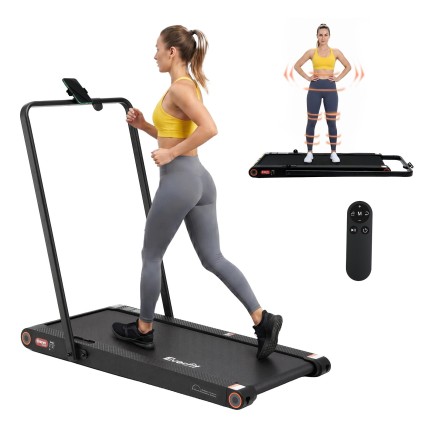 Everfit 4-in-1 Vibration Walking Pad Treadmill Foldable Under Desk 0.8–10 km/h App Control 100x38cm Black