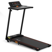 Everfit Foldable Electric Treadmill with Incline & Detachable Desk, Bluetooth App, Shock-Absorption Belt, 2.5HP, Black